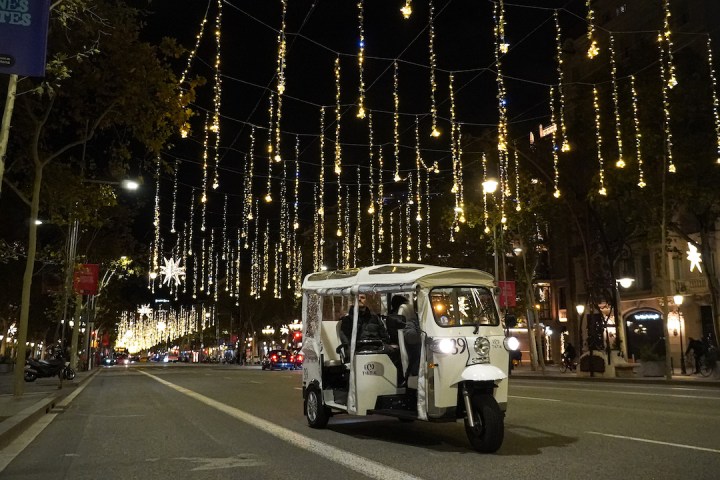 a car driving on a city street