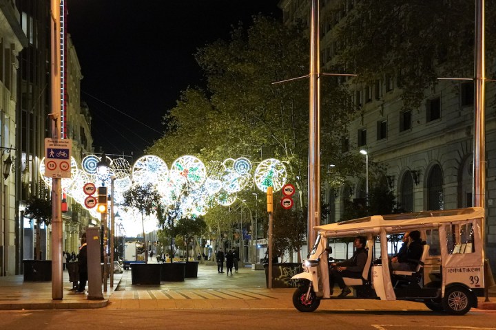 a group of people on a city street